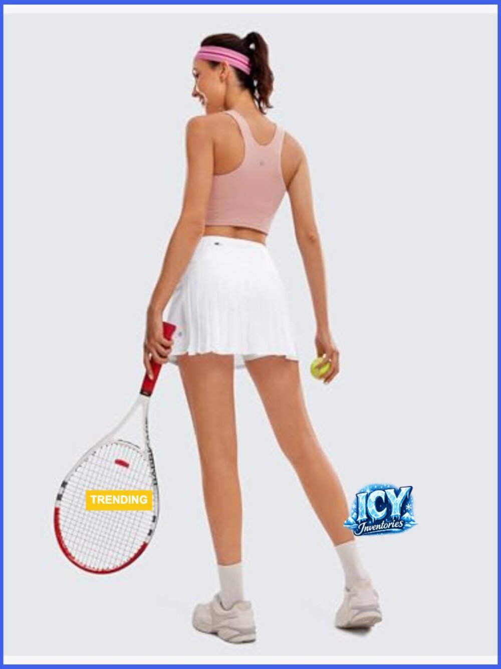 High Waisted Pleated Tennis Skort with Pockets, Built-in Shorts - Picture 4 of 4